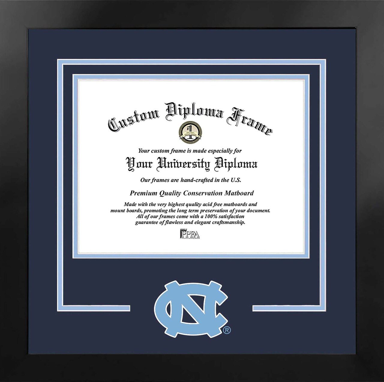 North Carolina Tar Heels 14w x 11.5h Spirit Diploma Manhattan Black Frame with Bonus Campus Images Lithograph (value savings $59)